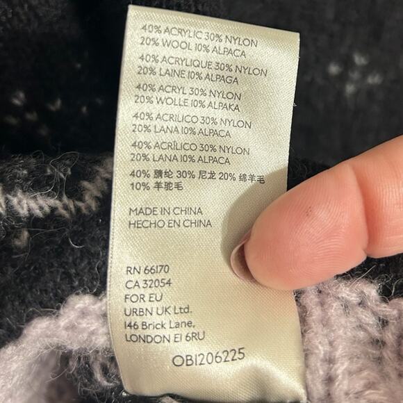 Free People Snow Globe Wool-Blend Sweater Women’s Medium Onyx Combo Boxy Cropped - Picture 8 of 8